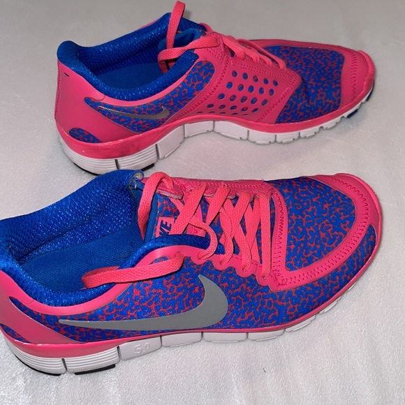 EC Nike Free 5.0 V4 Hyper Pink/Cobalt Blue 511281-605 Running Shoe Womens Size 7 - Picture 4 of 9